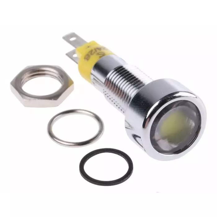 Signal Construct Yellow Panel Mount Indicator 24 - 28 V 8 mm Mounting Hole Size, SMLD08114