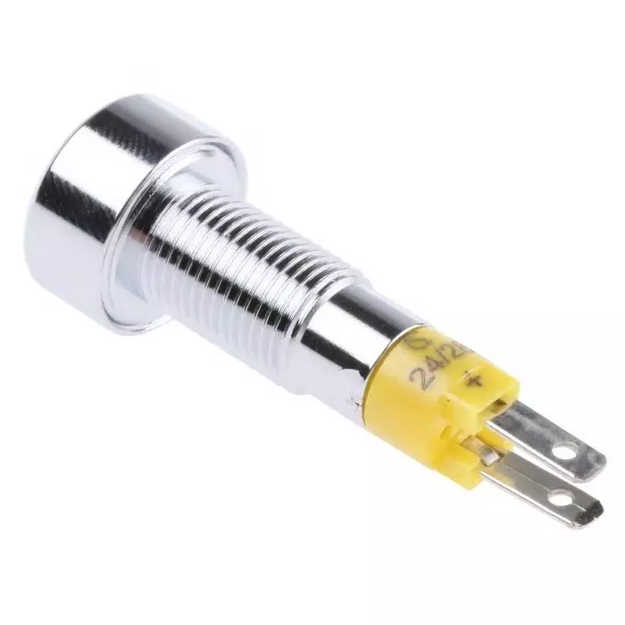Signal Construct Yellow Panel Mount Indicator 24 - 28 V 8 mm Mounting Hole Size, SMLD08114