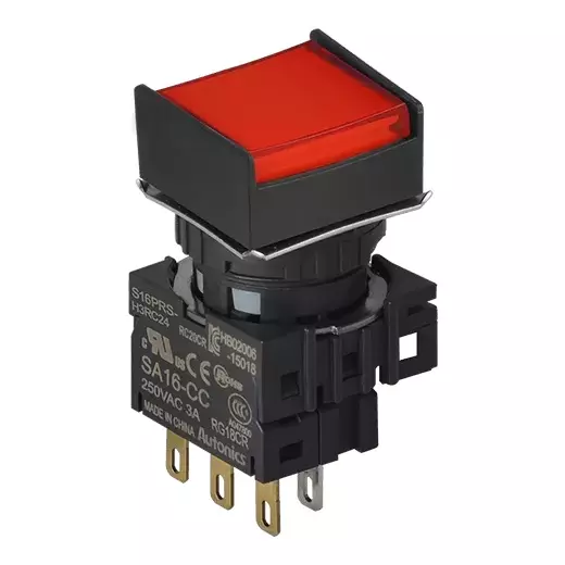 Autonics Pilot Light Red IP65 (IEC Standard) 250 VAC~/3 A Contact Block Power Supply, S16PRS-H4RC24