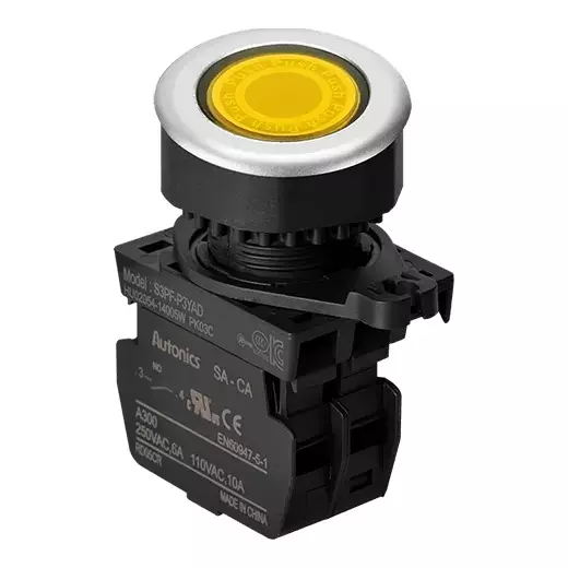 Autonics Pilot Light Yellow IP52 Protection Max. 20 mA LED Block Current Consumption, S3PF-P3YAL
