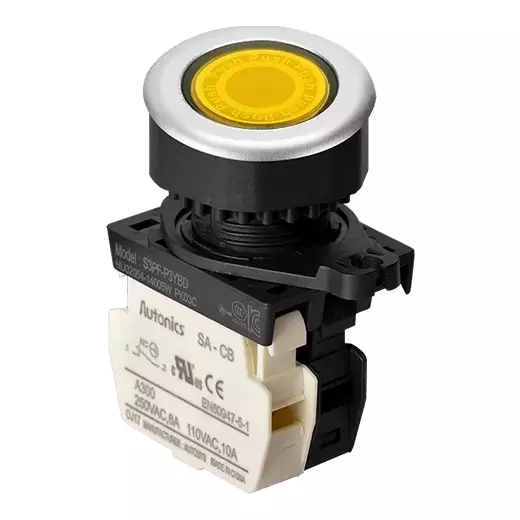 Autonics Pilot Light Yellow IP52 Protection Max. 20 mA LED Block Current Consumption, S3PF-P3YBD