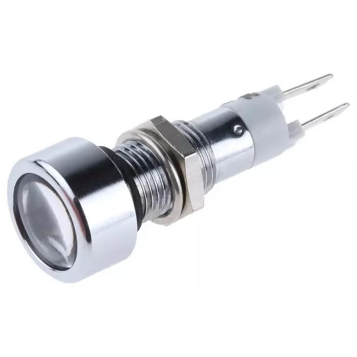 Signal Construct White Panel Mount Indicator 24V 8 mm Mounting Hole Size Solder Tab Termination IP67, SMLU08614