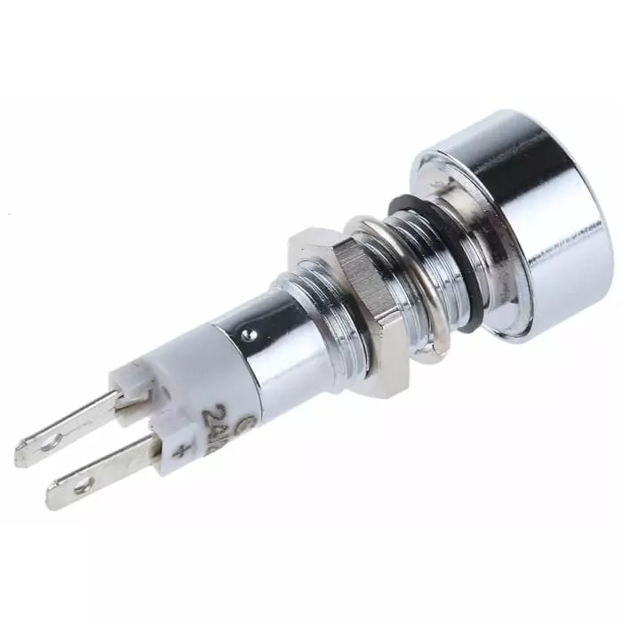 Signal Construct White Panel Mount Indicator 24V 8 mm Mounting Hole Size Solder Tab Termination IP67, SMLU08614
