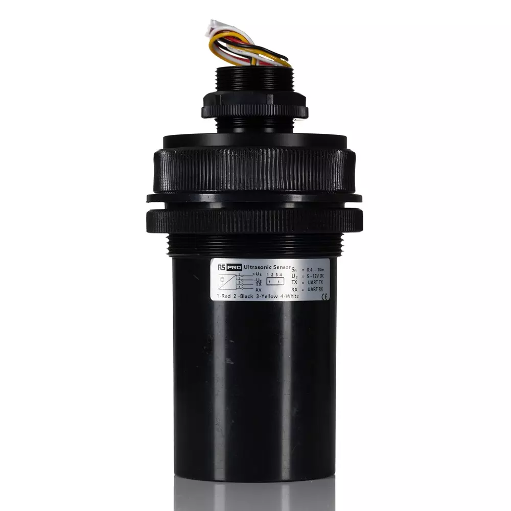 RS PRO Ultrasonic Level Sensor -25°C -75°C M30x1.5 PW40 ABS 120 mm Threaded Mount, 2565739