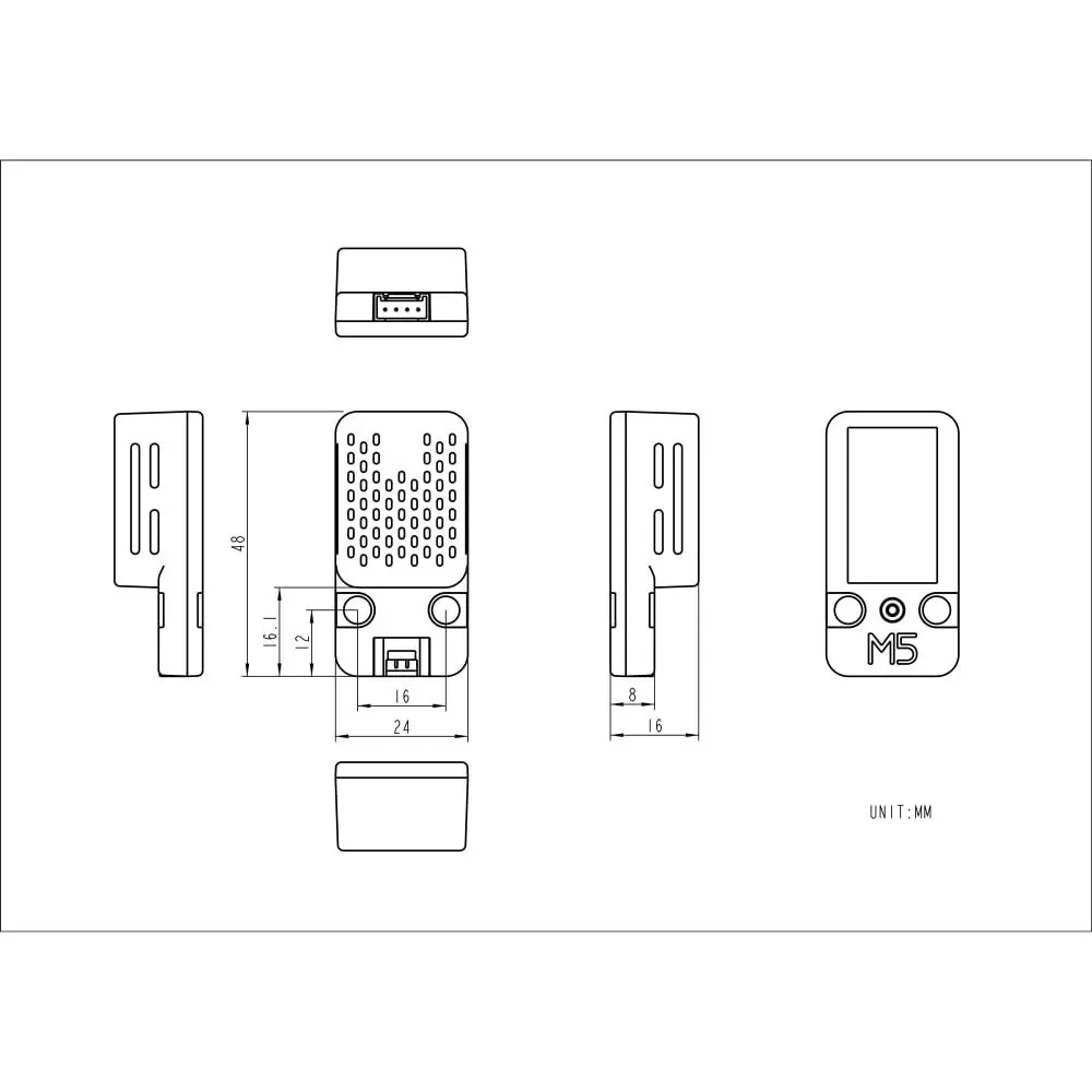 M5Stack CO2 Sensor 48x24x16 mm Dimension, M5STACK-U104