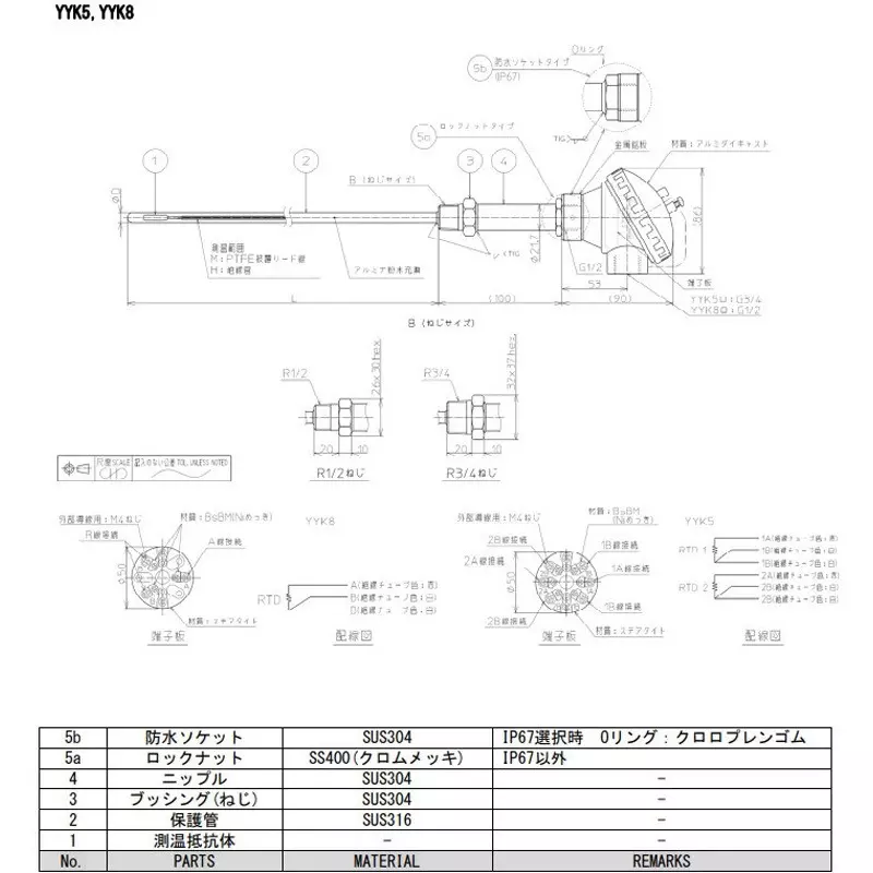 Azbil Sensor Pt100 4.8 mm Outer Diameter ,YYK5PM48200B1200