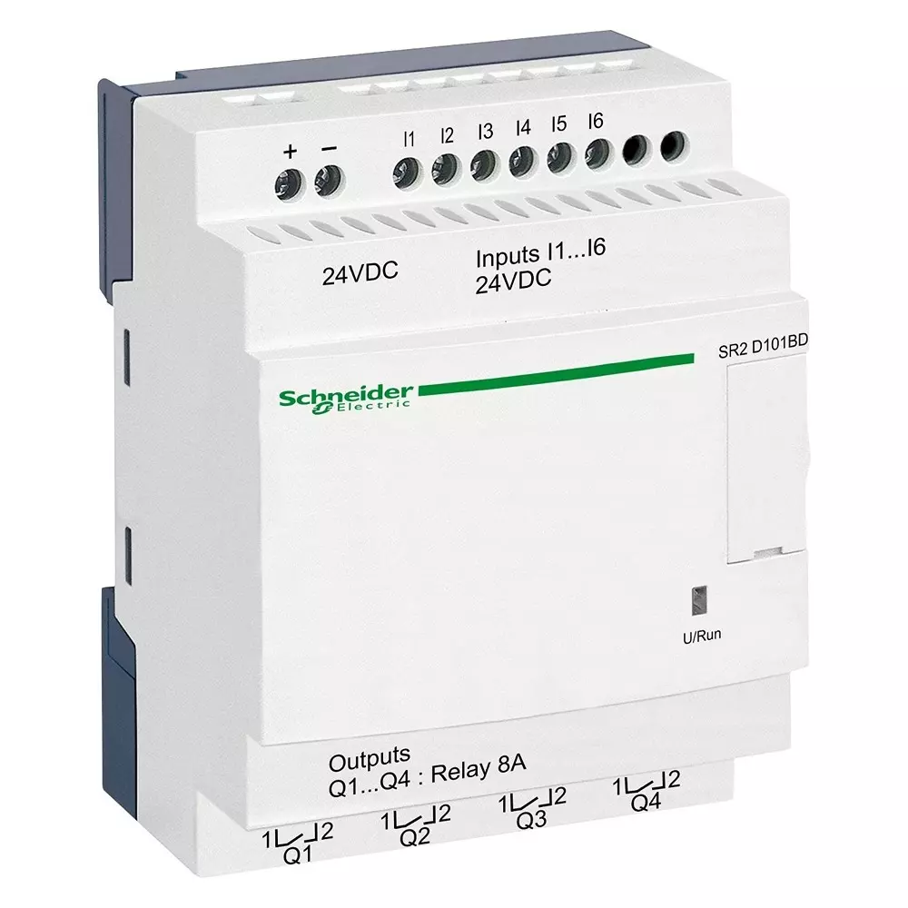 SCHNEIDER ELECTRIC Compact Smart Relay, 10 I/O, 24V, Sr2D101Bd