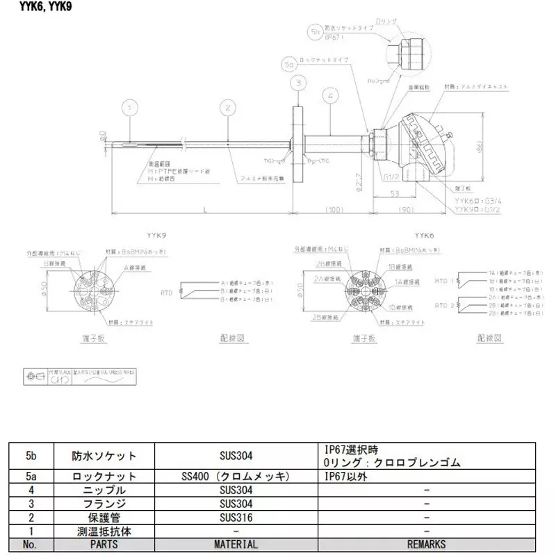 Azbil Sensor Pt100 Flange Type 10K ,YYK6PM48350B6F00