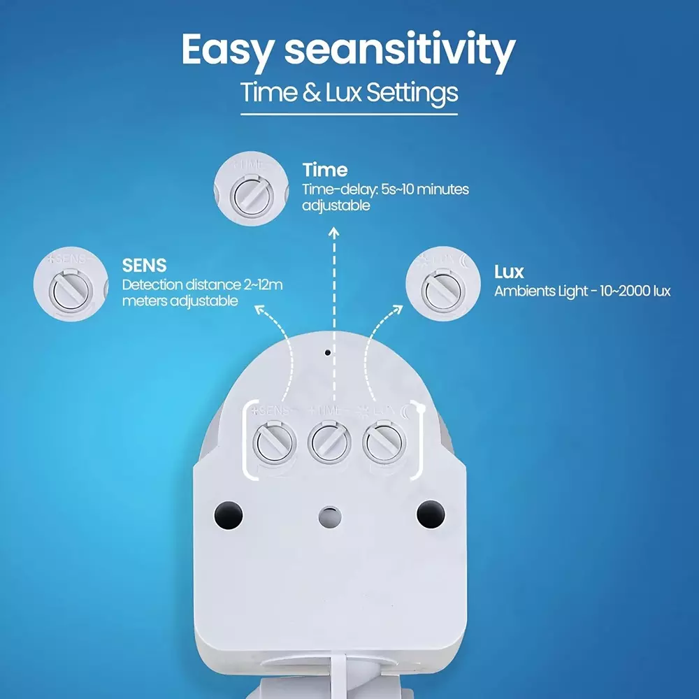 Blackt PIR Motion Sensor Switch Wall Mounted White Color and 0-7 m Adjustable Detection Range, BT31WH