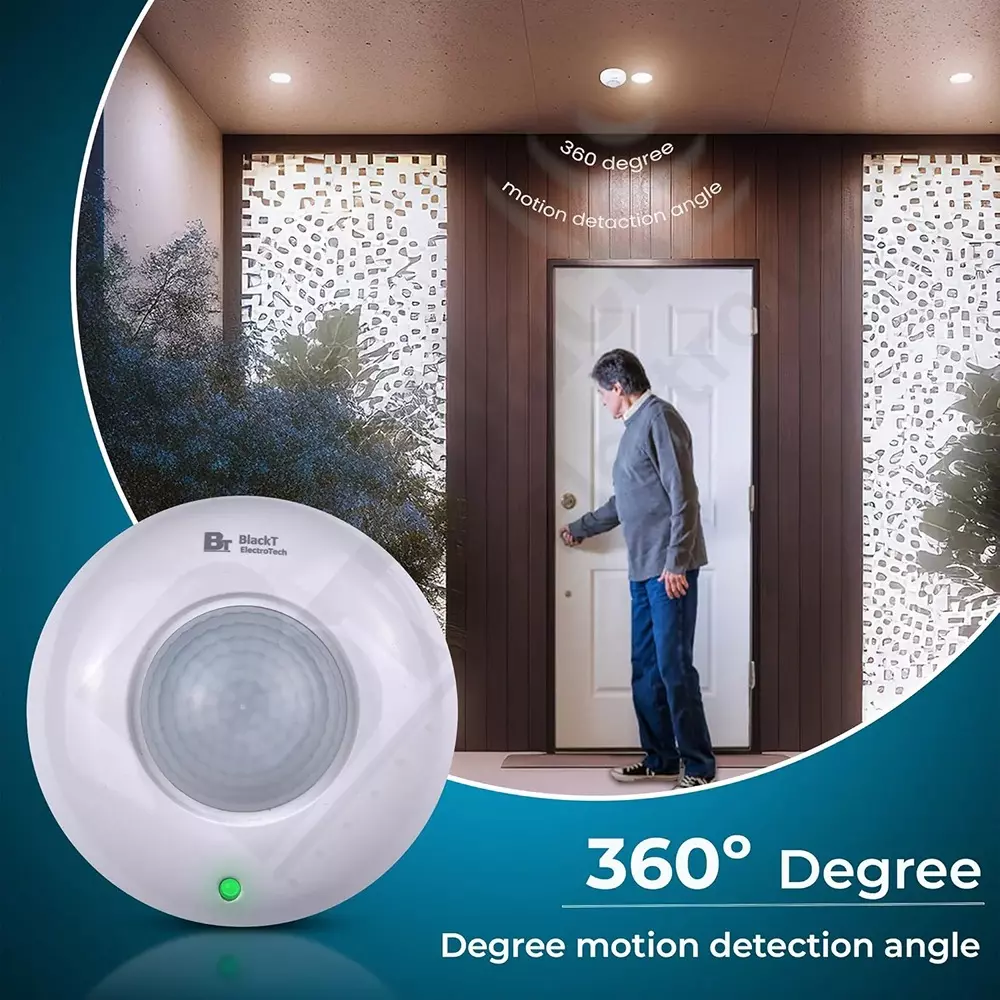 Blackt PIR Motion Sensor Ceiling Mounted Round Shape White Color and 6 m Detection Range, BT31C