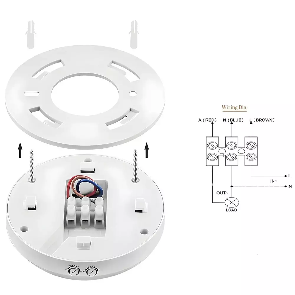 Blackt PIR Motion Sensor Ceiling Mounted Round Shape White Color and 6 m Detection Range, BT31C