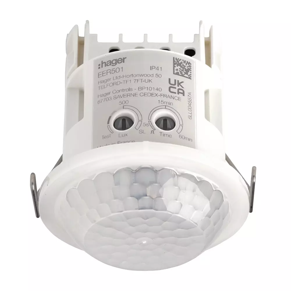 Hager Motion Detector Flush-Mounted NO Contact 10 m Range, EER501