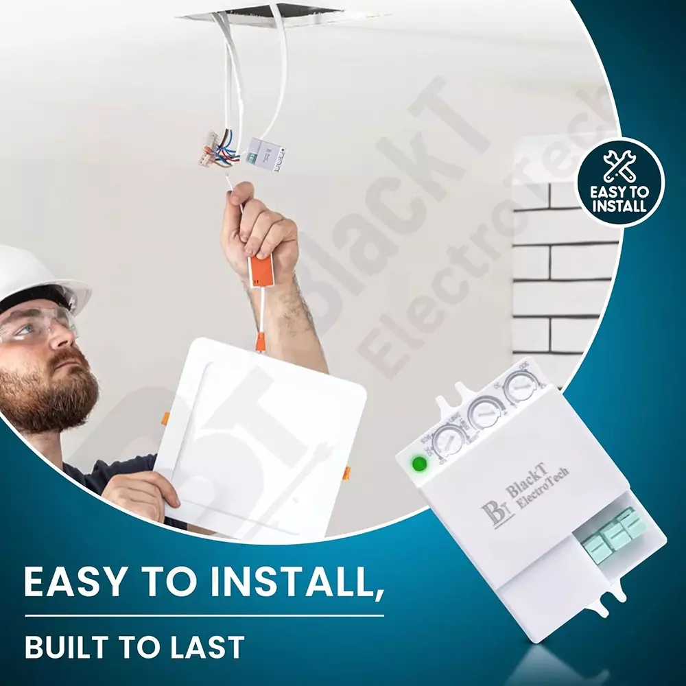 Blackt Microwave/Radar Motion Sensor Wall or Ceiling Mounted with 15 m Adjustable Detection Range, BT31M1