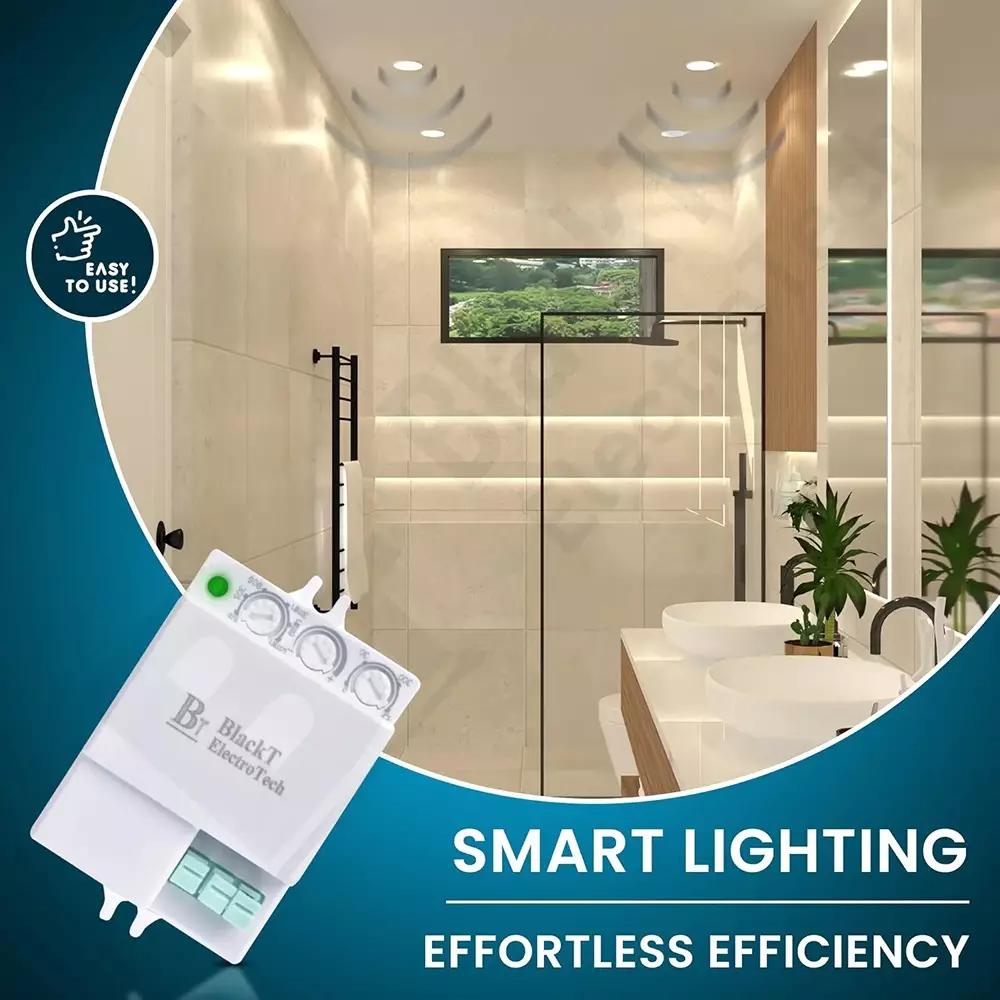 Blackt Microwave/Radar Motion Sensor Wall or Ceiling Mounted with 15 m Adjustable Detection Range, BT31M1