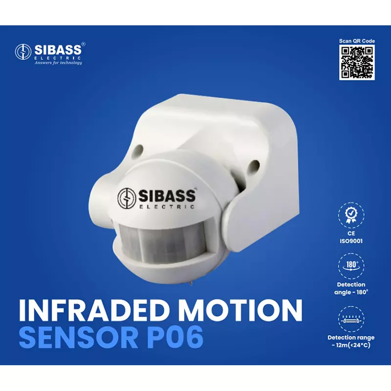 Sibass Electric Infrared Motion Sensor with CE Mark in Round Shape and White Color, SE-ES-P06 (Pack of 50)