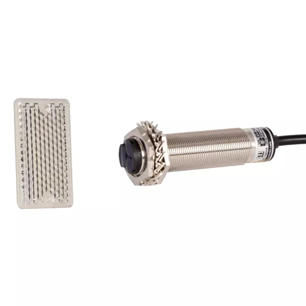 TNI CPRD18 Series Retro Reflective Photoelectric Sensor Kit DC Type PNP Logic NO+NC Output and 4 m Range, CPRD18-P4M-OC