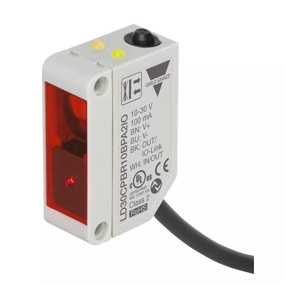 Carlo Gavazzi Photoelectric Sensor 2 m 4 Wire Cable Connection 300 mm Max Sensing Distance, LD30CPBR30BPA2IO