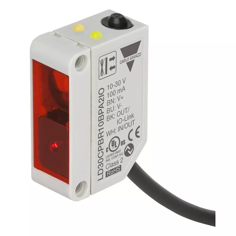 Carlo Gavazzi Photoelectric Sensor 2 m 4 Wire Cable Connection 100 mm Max Sensing Distance, LD30CPBR10BPA2IO