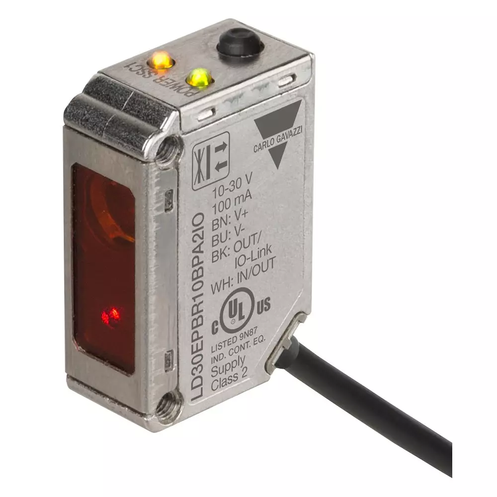 Carlo Gavazzi Photoelectric Sensor 2 m 4 Wire Cable Connection 600 mm Max Sensing Distance, LD30CPBR60BPA2IO