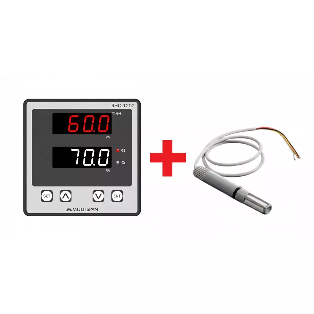 MULTISPAN RHC-1202 Humidity Indicator 100-270 V AC Supply Voltage with Alarm Output + RH-100 Humidity Sensor