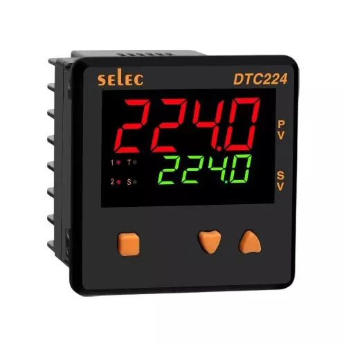 SELEC Economical Temperature Controller with Relay/SSR & Relay Output, 72 x 72 mm Size and 90 to 270 V AC/DC, DTC224