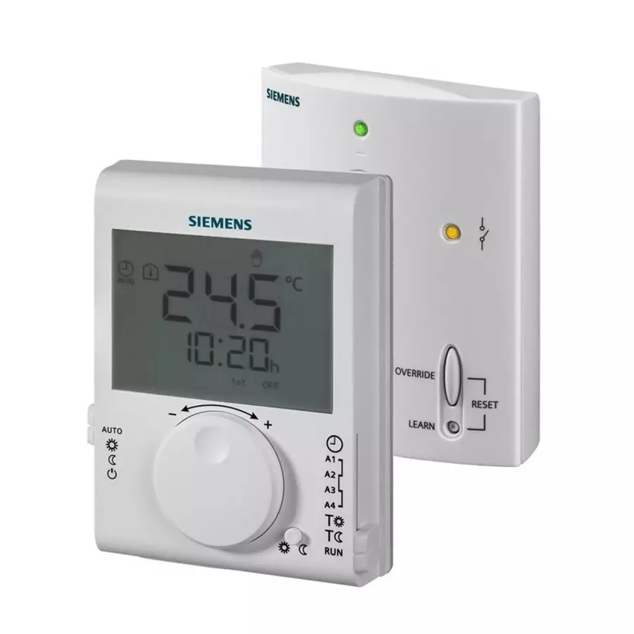 Siemens RDJ Wall Mount Thermostat, 90 x 120 x 26.9mm, 1 Output Relay, 3 V DC Supply Voltage PID Controller, RDJ100RF/SET / S55770-T380