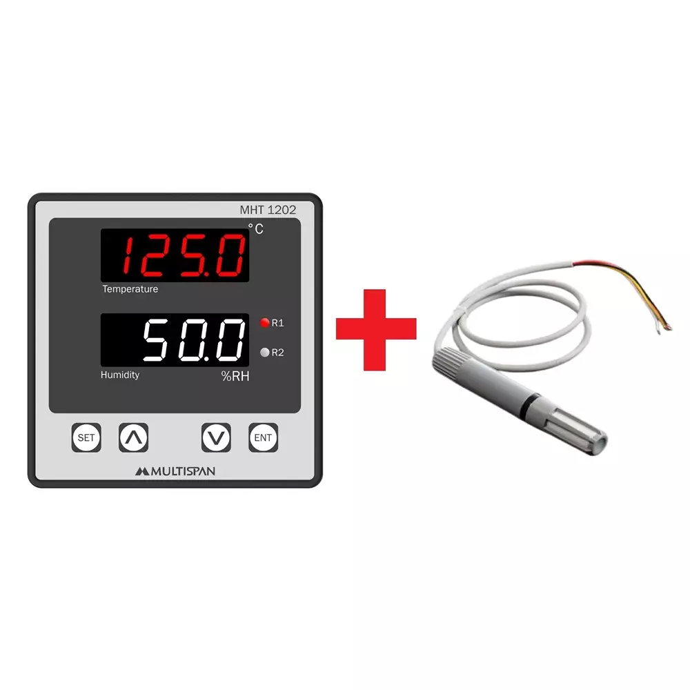 MULTISPAN MHT-1202 Temperature Controller 100-270 V AC 96x96x54 mm + RH-85 Humidity Sensor with 2 m Cable