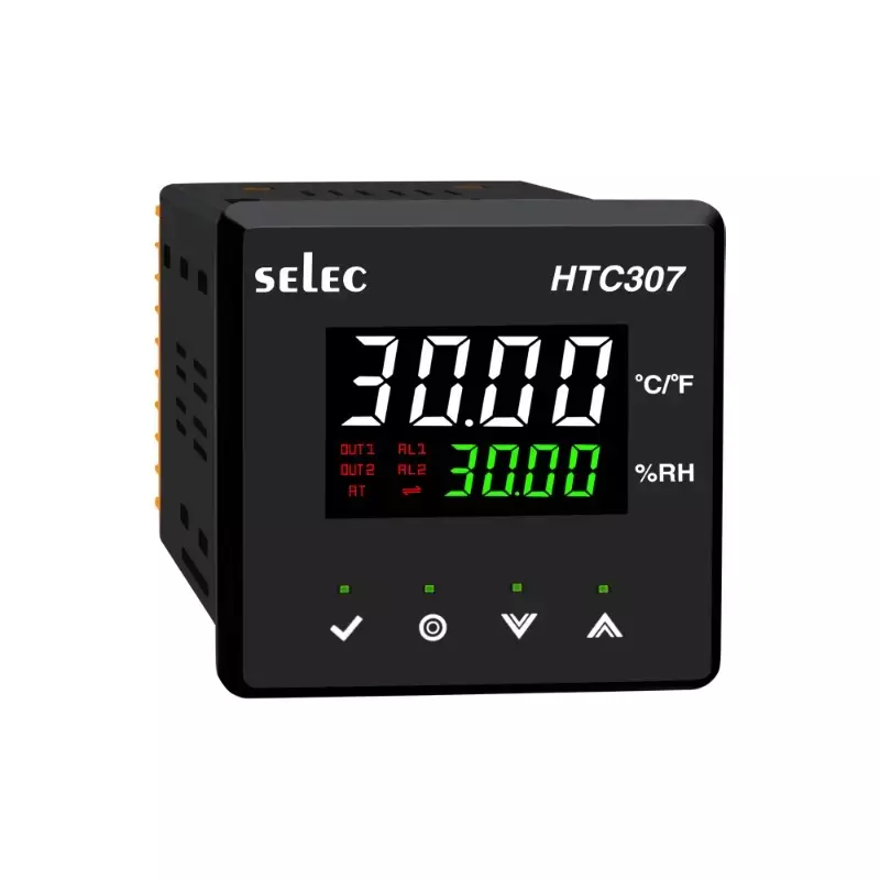 SELEC Humidity + Temperature Controller 4 Digit LED Display (White + Green) 96 × 96 mm, HTC307