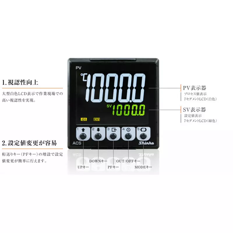 Shinko Technos Digital Indicating Controller DC 24, DC 48, AC100-240 Power Supply Voltage Multi-range Input, ACS2R0M-00