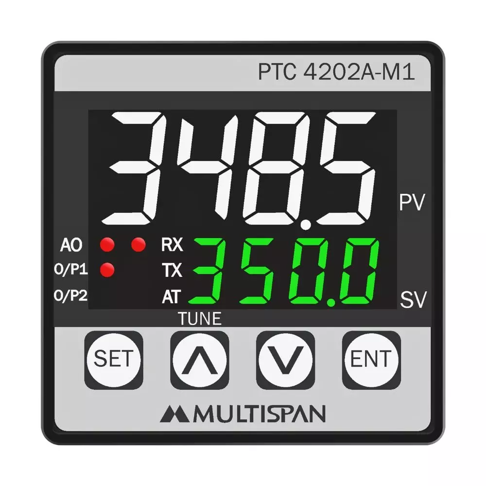 MULTISPAN Universal Input PID Controller Panel Mount 48x48x111 mm with 4-20 mA DC Analog Output, PTC-4202A-M1