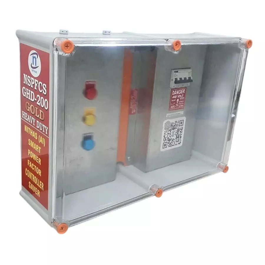 NITHAS Smart [Ai] Electrical Commercial Power Factor Controller Saver 6 Amp - 4 Pole 3 Phase Supply, NSPFCS-200