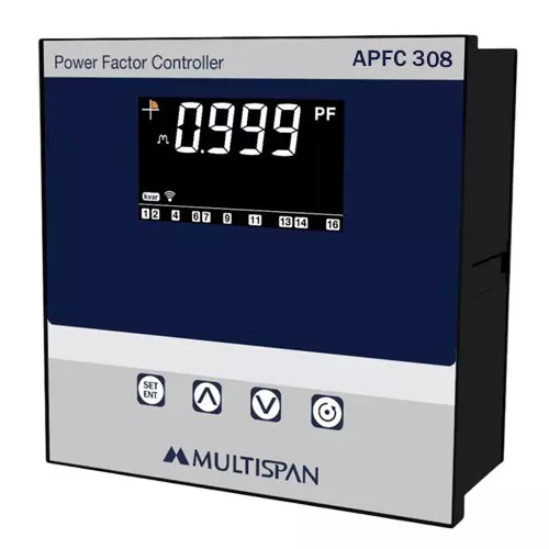 Multispan 3 Phase Automatic Power Factor Controller 7 A, 250 V AC Rating and 8 Relay Output, APFC-308