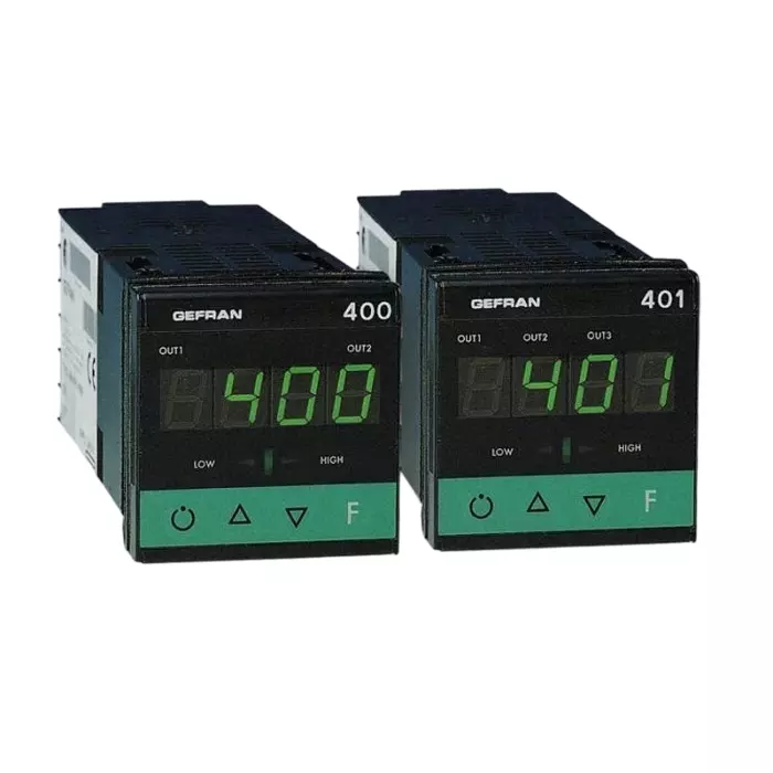 GEFRAN 400 Panel Mount Controller 48x48 (1/16 DIN) mm 1 Input 2 Output Electromechanical Relay 240 V Supply Voltage, 400-RR-0-000