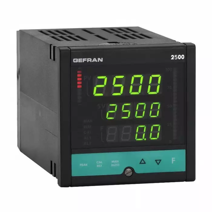 GEFRAN 2500 Panel Mount Controller 96x96 (1/4 DIN) mm 4 Input 5 Output Analog Current Electromechanical Relay, 2500-1-0-0-0-0-1