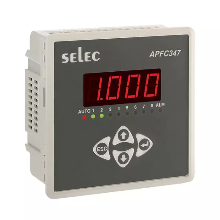 SELEC Power Factor Controller with 1 CT 1 Line 4 Digits to show Power Factor 96 × 96 mm, APFC347-108-230V-CE
