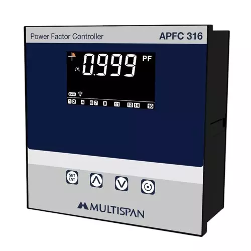 Multispan 3 Phase Automatic Power Factor Controller 7 A, 250 V AC Rating and 16 Relay Output, APFC-316