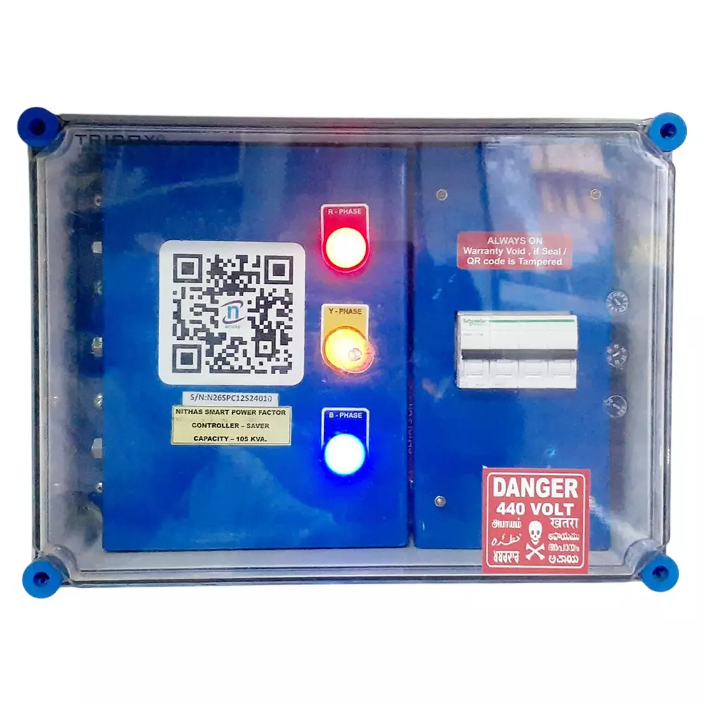 NITHAS Smart [Ai] Electrical Commercial Power Factor Controller Saver 6 Amp - 4 Pole 3 Phase Supply, NSPFCS-105