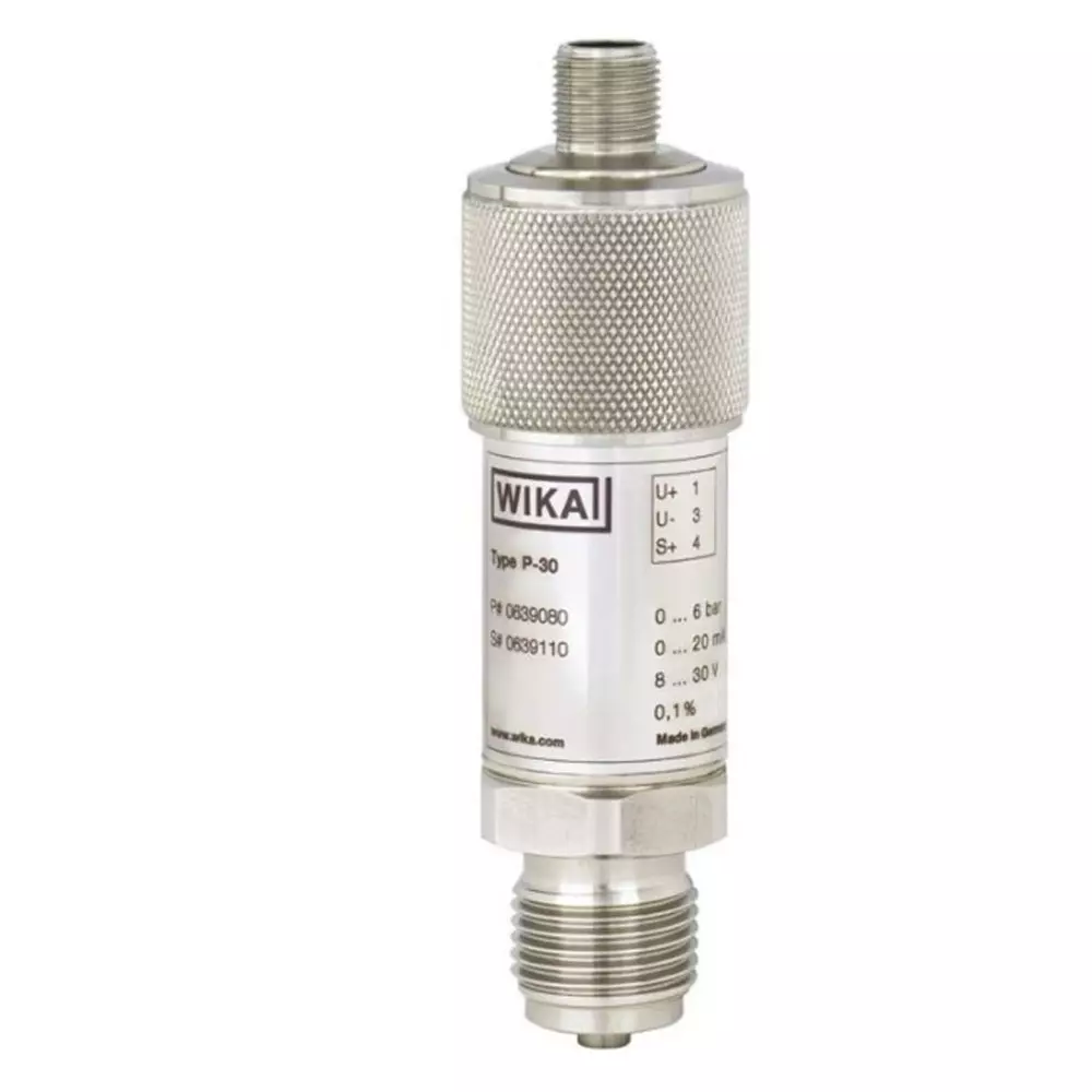 WIKA P-30 Series Pressure Sensor 0bar Min 1.6bar Max 2 Wire 4 to 20 mA Output Gauge Reading, 48807179