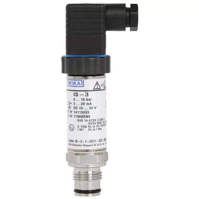 WIKA IS-3 Series Pressure Sensor 0bar Min 16bar Max Analogue 4 to 20 mA Output Gauge Reading, 14122697