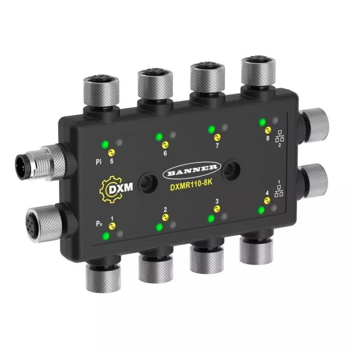 Banner DXMR Series I/O module, M12, 8 port, DXMR110-8K