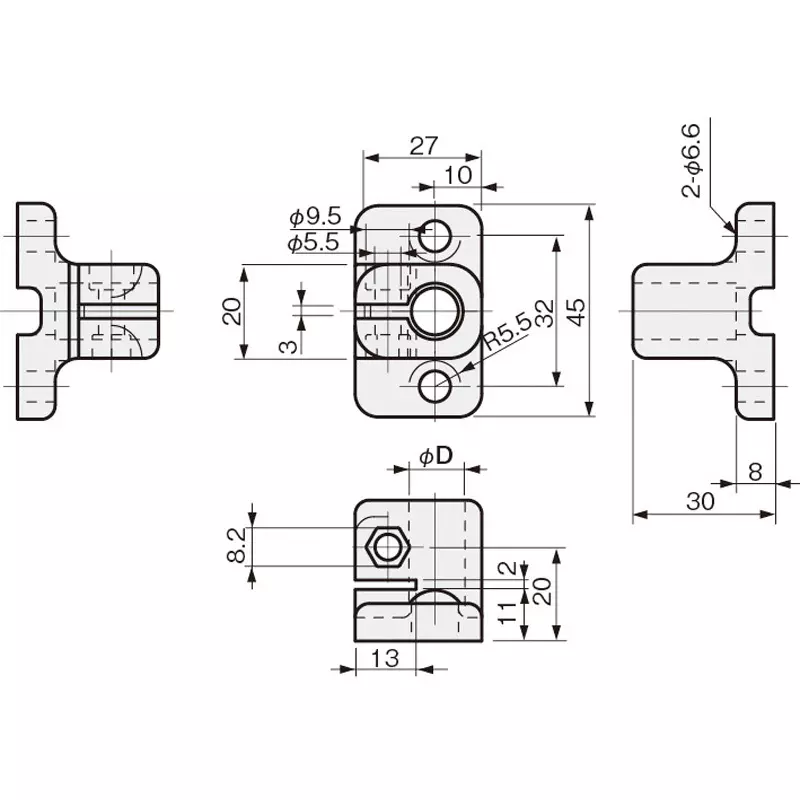 iwata-sensor-bracket-polyamide-pa-66n-black-for-round-shaft-fsfpbr045-12j