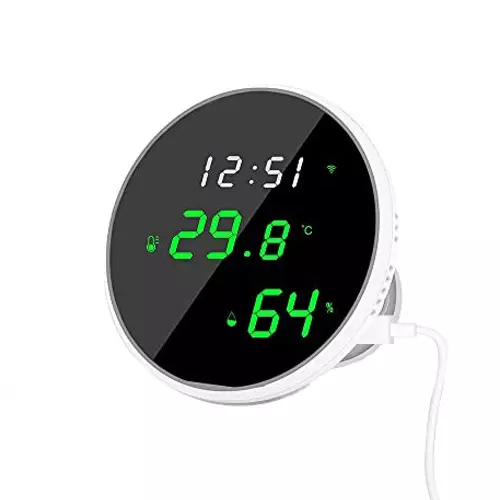 amiciSmart ABS WiFi Temperature & Humidity Sensor SmartLife App USB Powered Thermometer Hygrometer, 1xWIFI-TMP-SEN-P