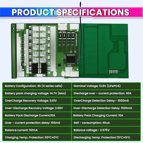 amicisolar-bms-with-ntc-sensors-xj-d096-4s-12-v-10-a-lifepo4-120-a-overcurrent-protection-cell-balancing