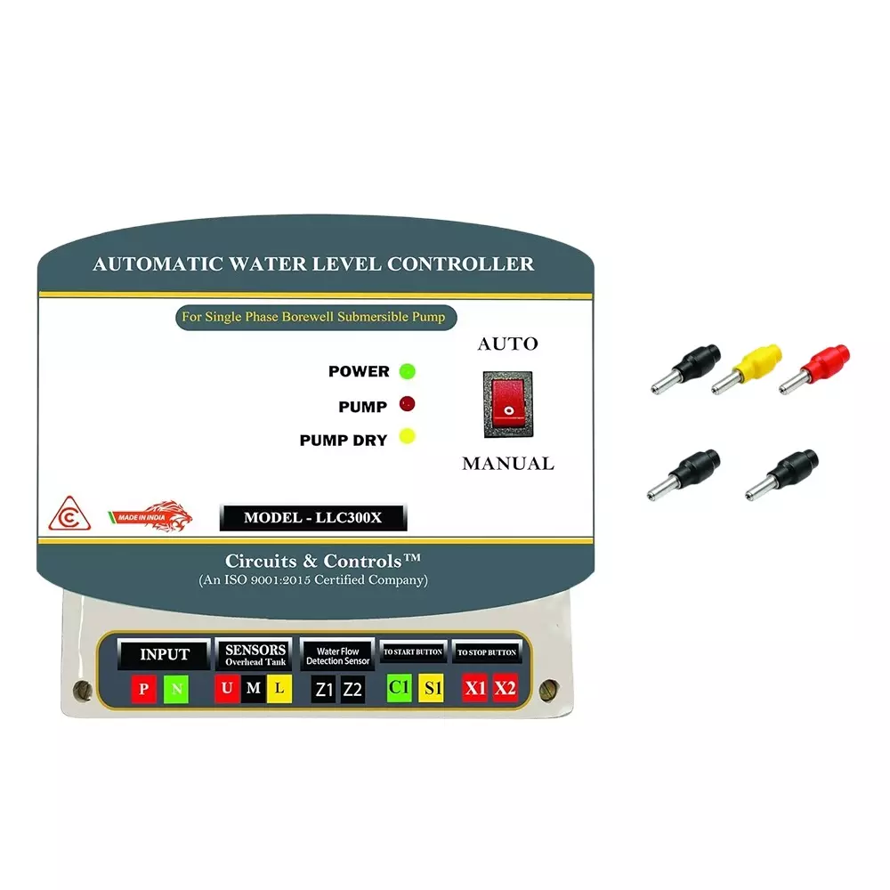 Circuit & Controls Fully Automatic Water Level Controller with Dry Run Protection for upto 2 H.P Single Phase BoreWell Submersible Pumps, LLC300x