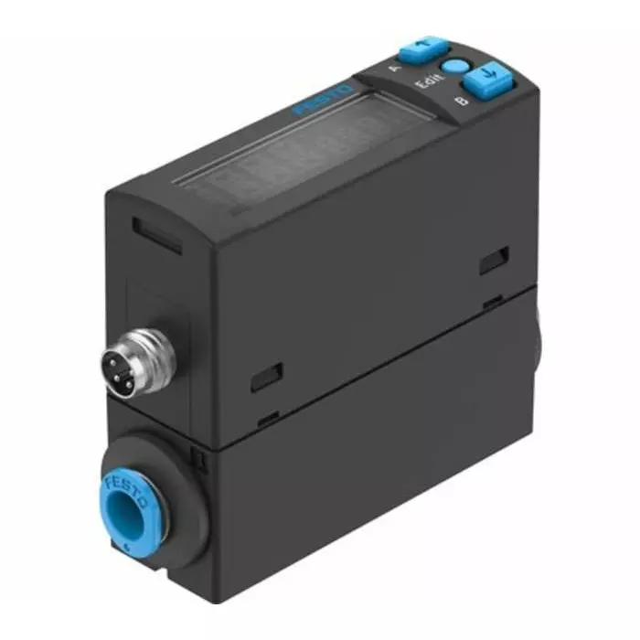 Festo SFAH Series Flow Rate Measurement Flow Sensor for Air, Argon, Nitrogen, 0.1 L/min Min, 5 L/min Max, SFAH-5B-Q6S-PNLK-PNVBA-M8