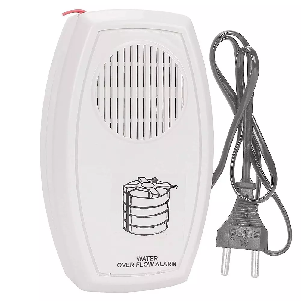 GENERIC Water Over Flow Alarm with Voice Announcement in Hindi and English Shockproof Body Plastic White