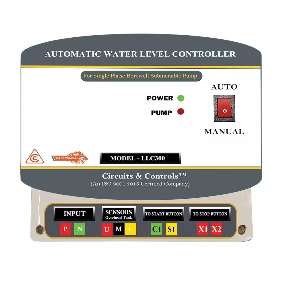 Circuit & Controls Fully Automatic Water Level Controller for Single Phase upto 2 H.P BoreWell Submersible Pumps, LLC300
