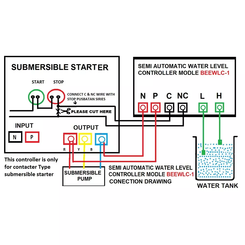 Bee Smart Semi-Automatic Water Level Controller 190 to 250 V AC for Contacter Type Submersible Starter, BEEWLC-1