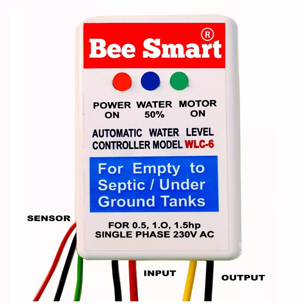 Bee Smart Automatic Water Level Controller 190 to 250 V AC for 0.5 / 1.0 / 1.5 HP Single phase Mono Block Pump, WLC-6