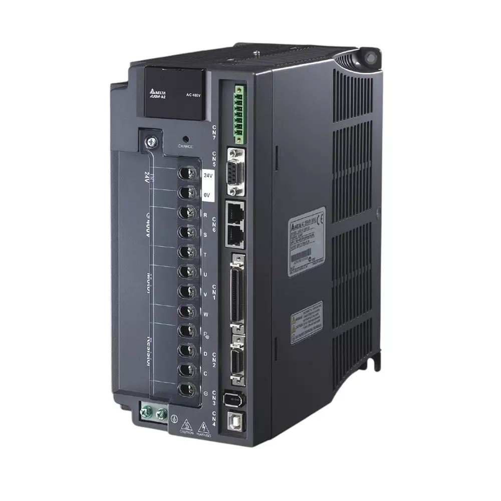 Delta A2 Series 4.5 kW AC Servo Drive 3 Phase 220 V Black Color for Industrial Applications, ASD-A2-4523-M